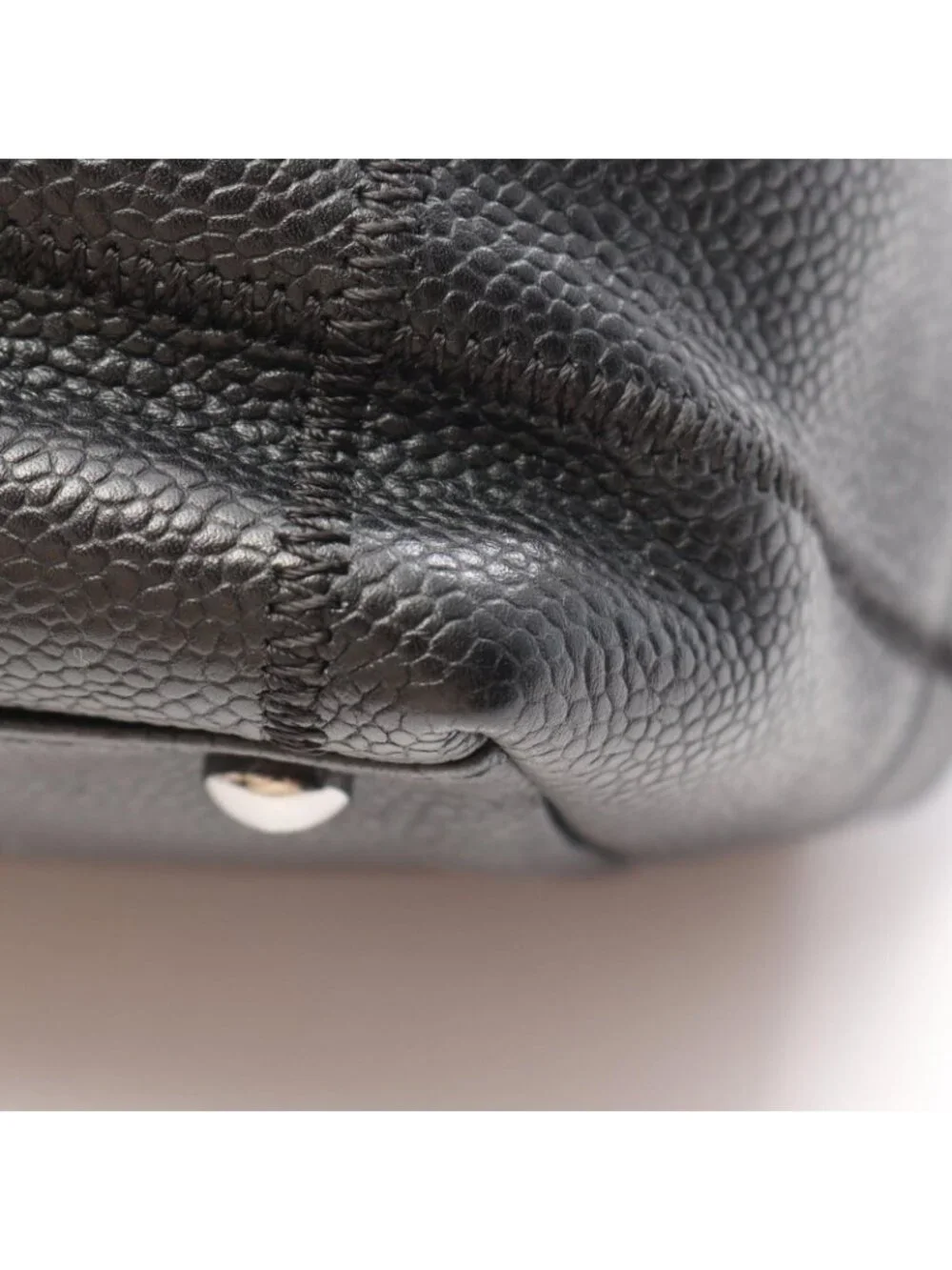 Chanel Tote Bag Choco Bar Black Caviar Leather